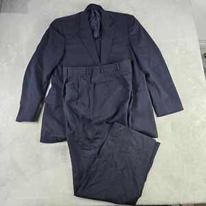 Brooks Brothers Madison Fit Brooks Cool  Navy Blue Pinstripe Wool Suit Sz 42R